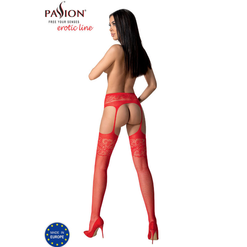 PASSION WOMAN GARTER & STOCK S029 Bas Rouges Jarretière Taille Unique — vue arrière