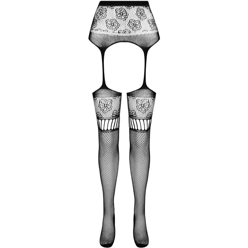 PASSION WOMAN GARTER & STOCK Collant S030 Jarretière Noire Taille Unique — accessoires inclus