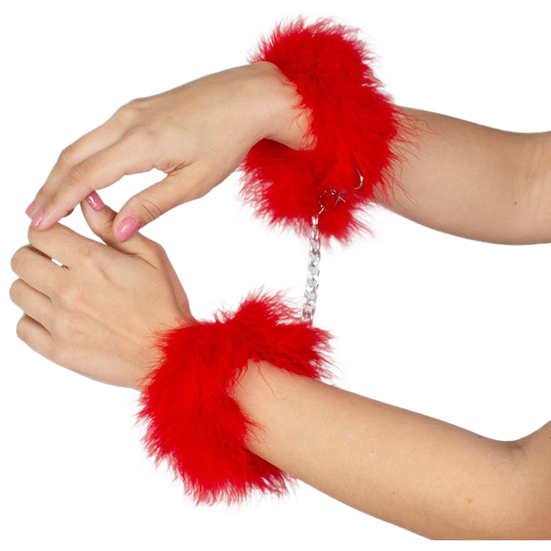 SECRETPLAY 100% FETISH Menottes Marabou Rouge — vue arrière