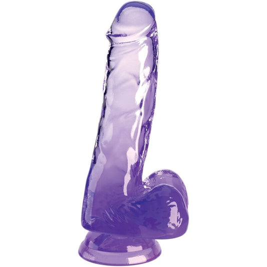 KING COCK - Clear Pénis Réaliste Avec Boules 13.5 Cm Violet