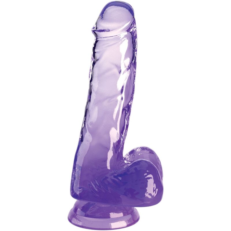 KING COCK CLEAR PÉNIS RÉALISTE BOULES 13.5 CM VIOLET - Aura Intime