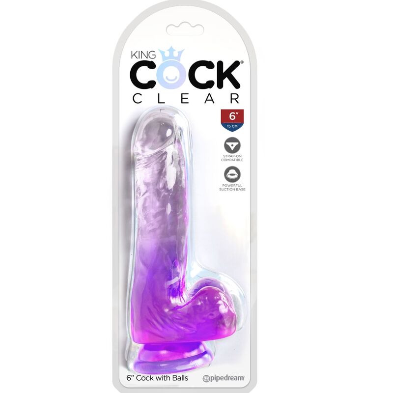 KING COCK CLEAR PÉNIS RÉALISTE BOULES 13.5 CM VIOLET — vue détaillée
