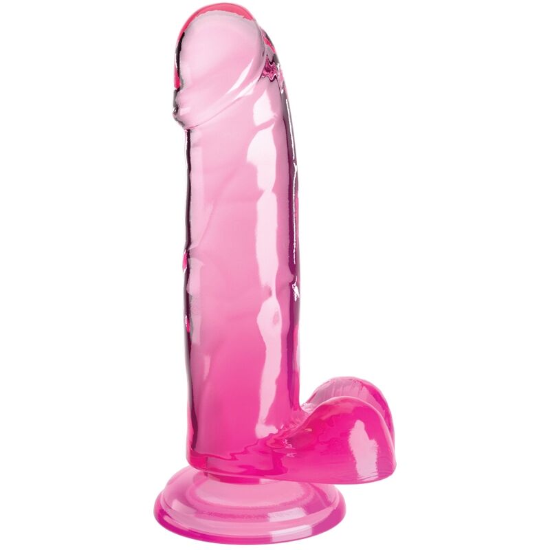 KING COCK - Clear Pénis Réaliste Avec Boules 15.2 Cm Rose