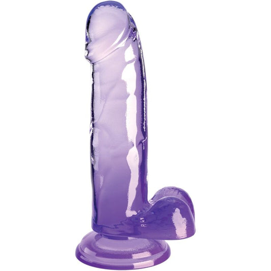 KING COCK - Clear Pénis Réaliste Avec Boules 15.2 Cm Violet