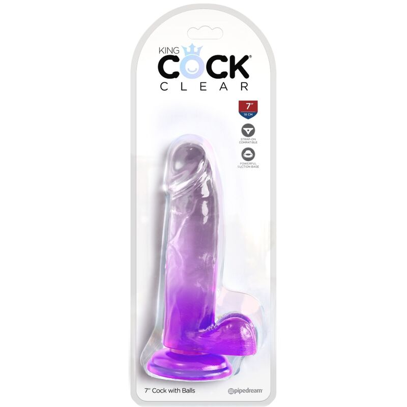 KING COCK CLEAR PÉNIS RÉALISTE BOULES 15.2 CM VIOLET — vue détaillée