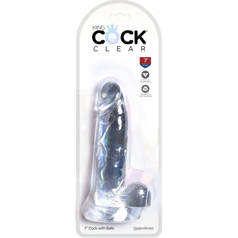 KING COCK - Clear Pénis Réaliste Avec Boules 15.2 Cm Transparent