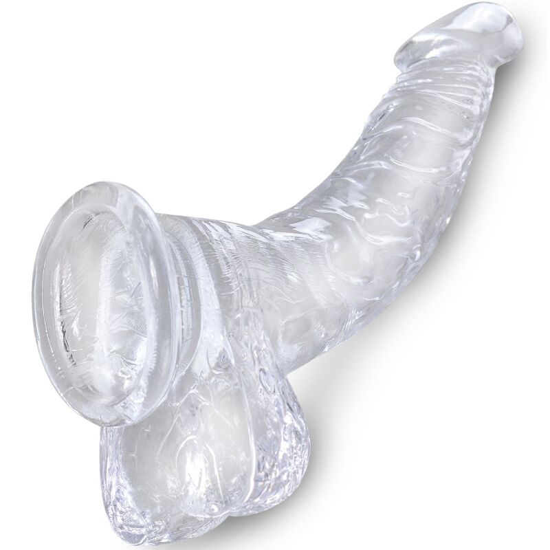 KING COCK Clear Pénis Courbe Réaliste Boules 16.5 Cm Transparent — vue alternative