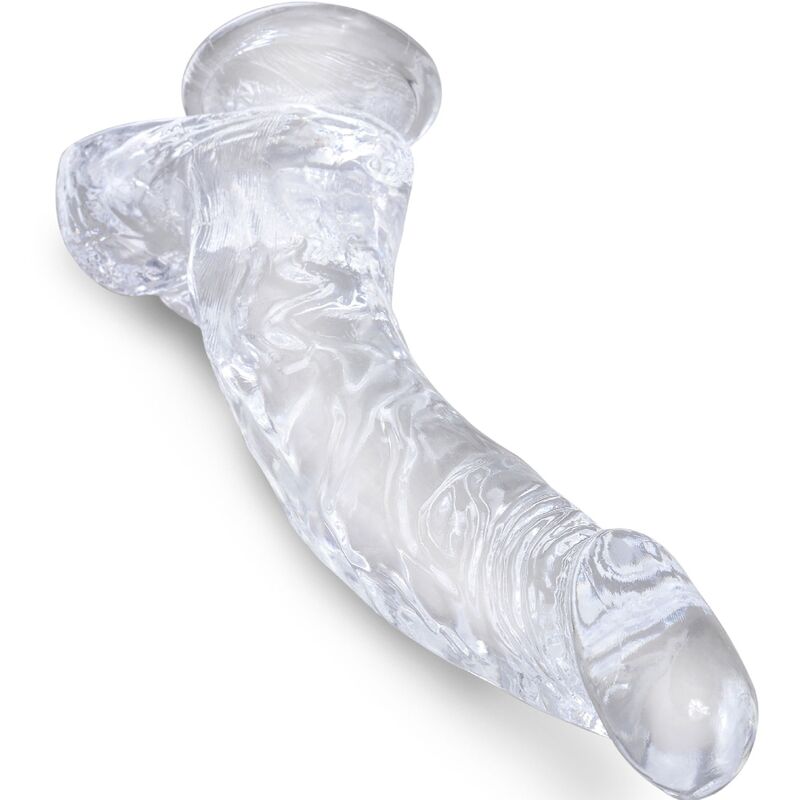 KING COCK Clear Pénis Courbe Réaliste Boules 16.5 Cm Transparent — vue détaillée