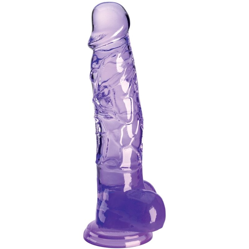 KING COCK CLEAR PÉNIS RÉALISTE BOULES 16.5 CM VIOLET - Aura Intime