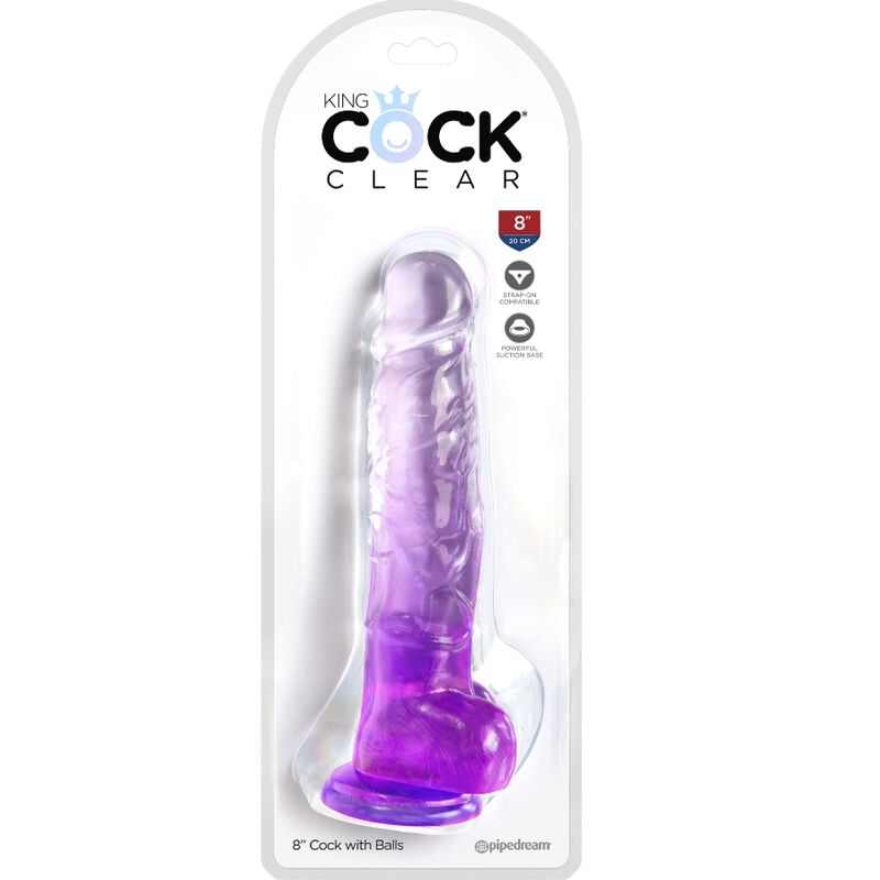 KING COCK CLEAR PÉNIS RÉALISTE BOULES 16.5 CM VIOLET — vue détaillée
