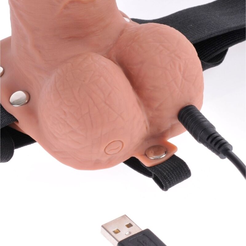 FETISH FANTASY SERIES - Harnais Réglable Pénis Réaliste Avec Balles Rechargeables Et Vibrateur 17,8 Cm