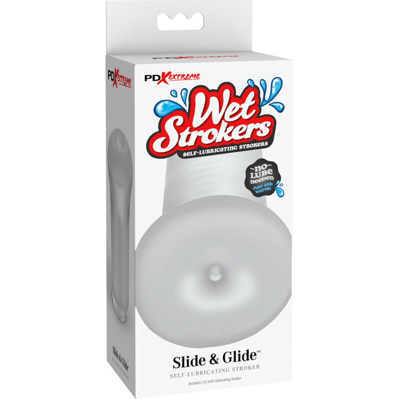PIPEDREAMS MASTURBADEUR MÂLE SILICONE TRANSPARENT SLIDE & GLIDE — vue arrière