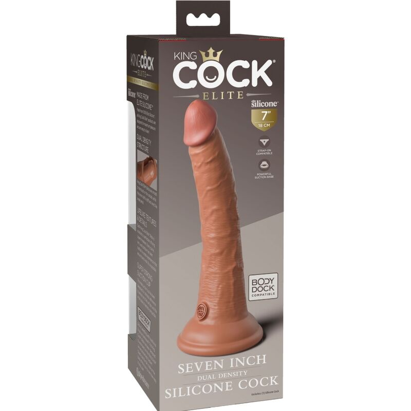 KING COCK - Elite Gode Réaliste En Silicone 17.8 Cm Caramel