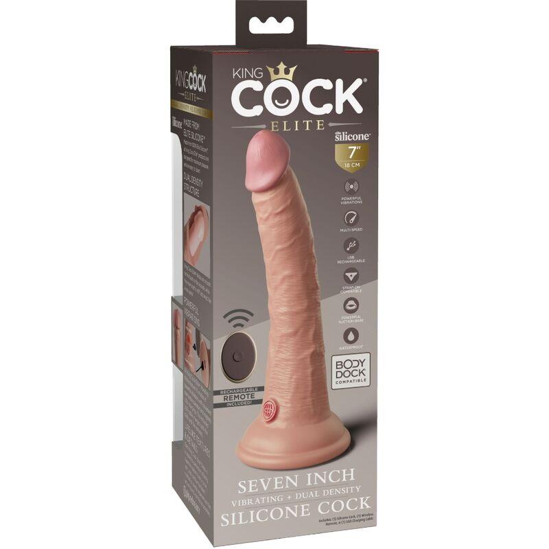 KING COCK ELITE VIBRATEUR GODE RÉALISTE & TÉLÉCOMMANDE SILICONE 17.... — accessoires inclus