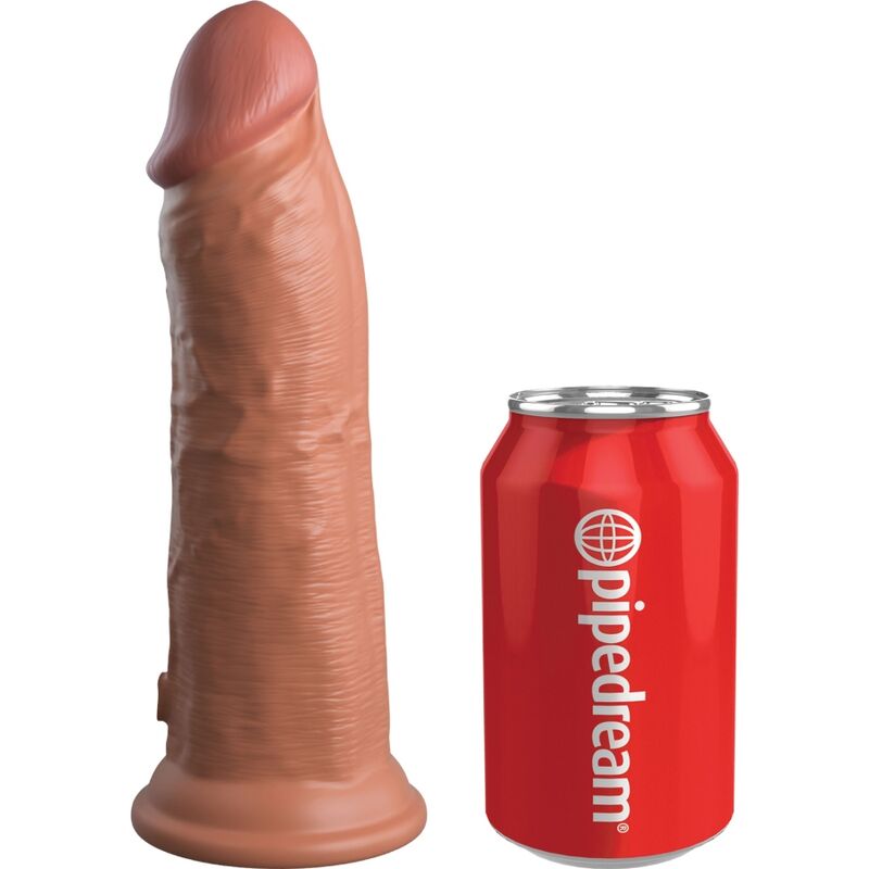 KING COCK ELITE GODE RÉALISTE VIBRANT & SILICONE 20.3 CM CARAMEL - Aura Intime