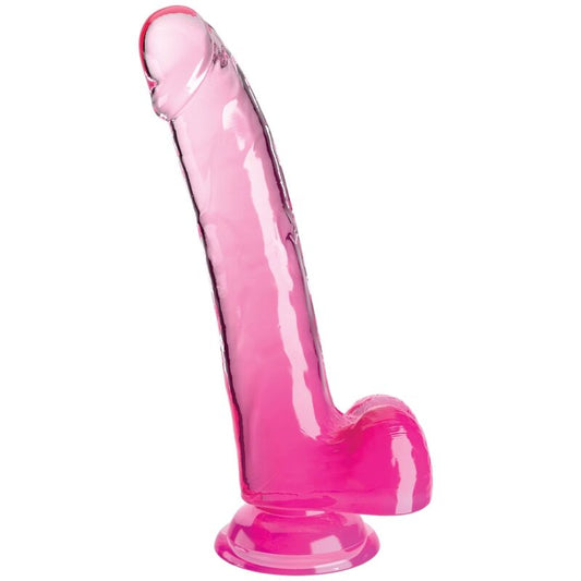 KING COCK CLEAR GODE TESTICULES 20.3 CM ROSE - Aura Intime