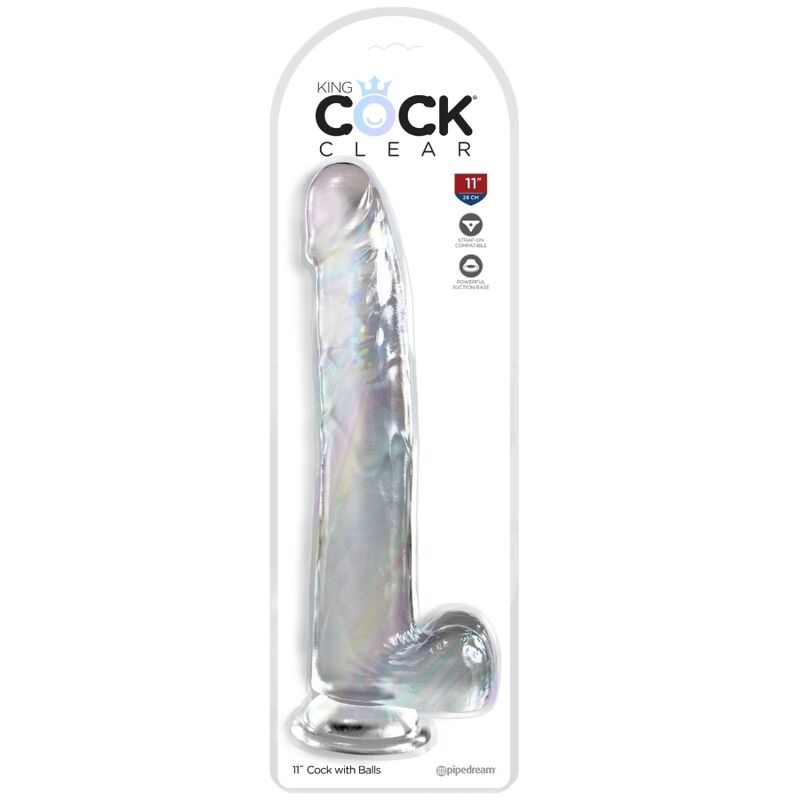 KING COCK CLEAR GODE TESTICULES 24.8 CM TRANSPARENT — vue détaillée