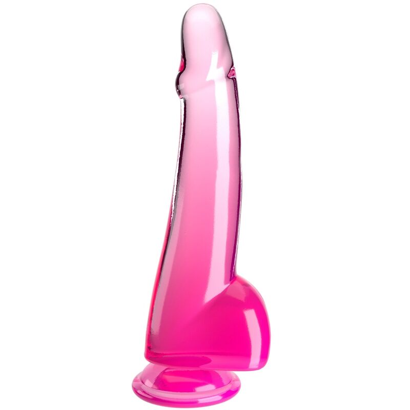 KING COCK - Clear Gode  Testicules 19 Cm Rose