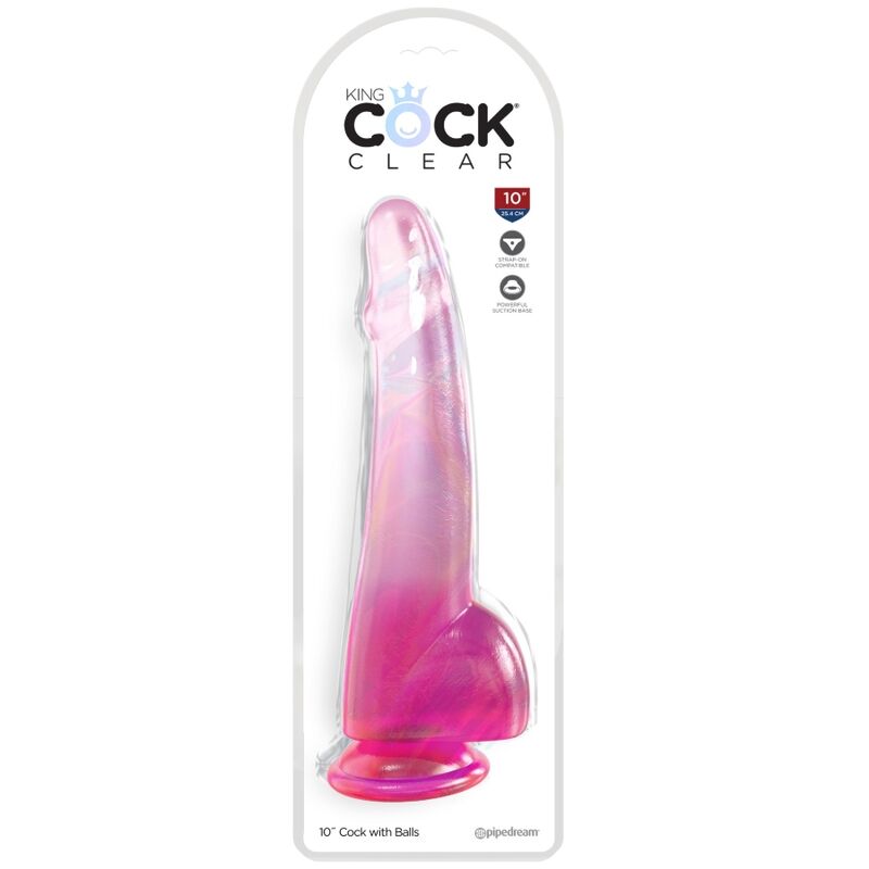 KING COCK - Clear Gode  Testicules 19 Cm Rose