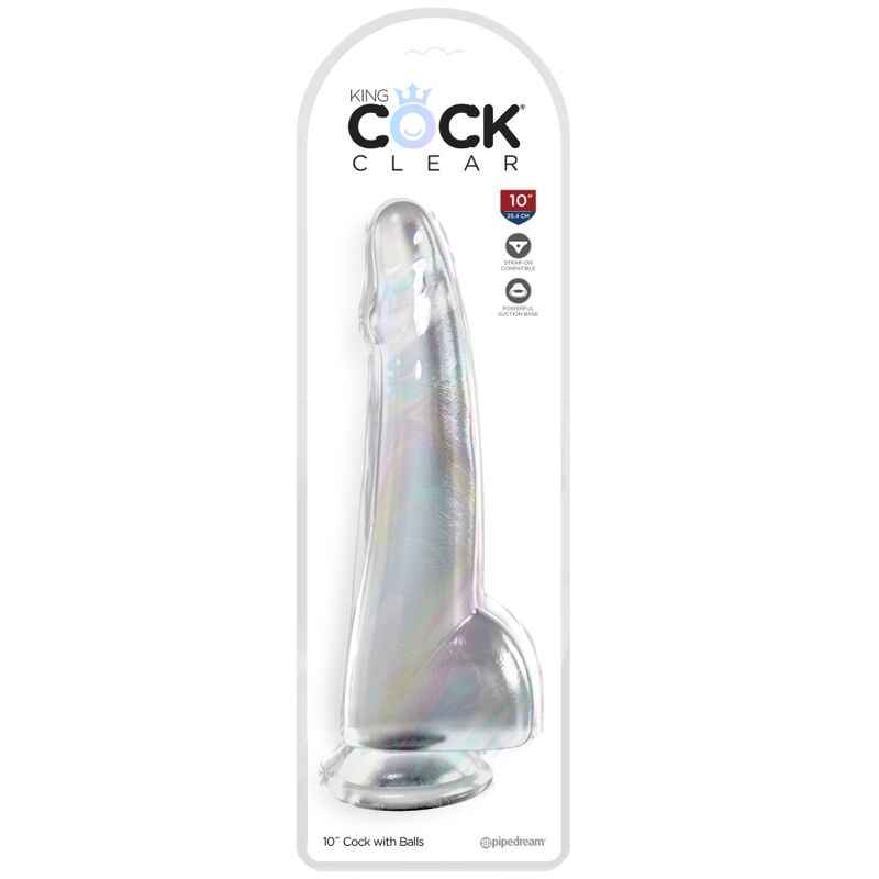 KING COCK CLEAR GODE TESTICULES 19 CM TRANSPARENT — vue détaillée