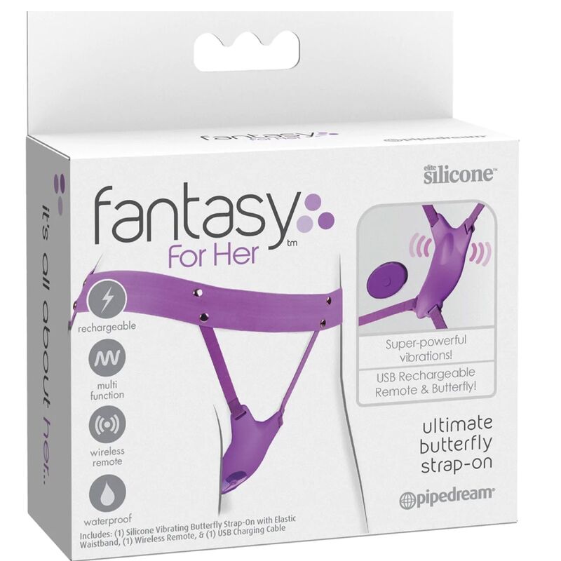 FANTASY FOR HER HARNAIS PAPILLON VIBRANT, RECHARGEABLE & TÉLÉCOMMANDE VIOLET — accessoires inclus