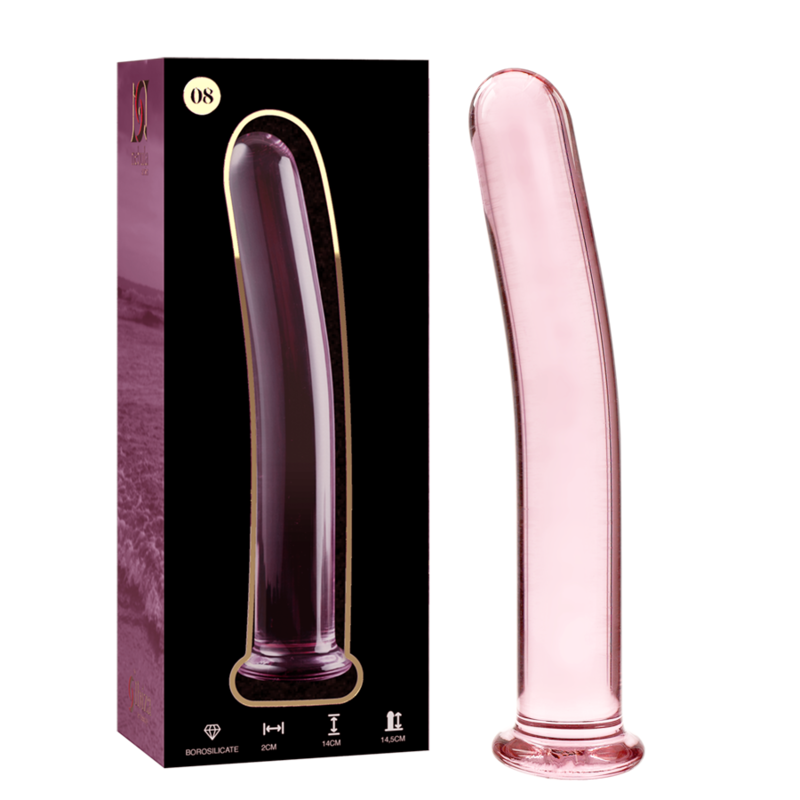NEBULA SERIES BY IBIZA Modèle 8 Gode Verre Borosilicate Rose 14.5 Cm -O- 2 Cm - Aura Intime