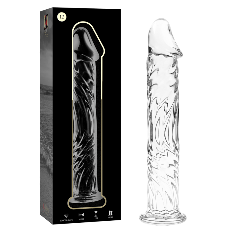 NEBULA SERIES BY IBIZA Modèle 12 Gode Verre Borosilicate Clair 17 Cm -O- 3.5 Cm - Aura Intime