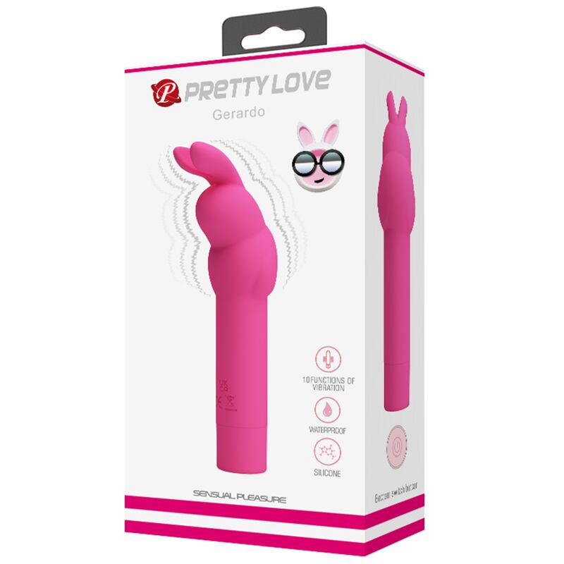PRETTY LOVE Vibrateur Silicone Gerardo Fuschia Rabbit — accessoires inclus