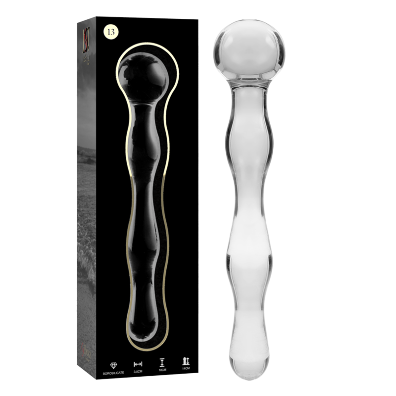 NEBULA SERIES BY IBIZA Modèle 13 Gode Verre Borosilicate Clair 18 Cm -O- 3.5 Cm - Aura Intime