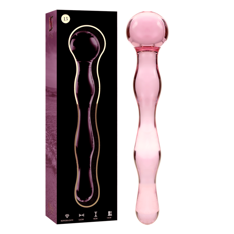 NEBULA SERIES BY IBIZA Modèle 13 Gode Verre Borosilicate Rose 18 Cm -O- 3.5 Cm - Aura Intime