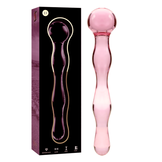 NEBULA SERIES BY IBIZA Modèle 13 Gode Verre Borosilicate Rose 18 Cm -O- 3.5 Cm - Aura Intime