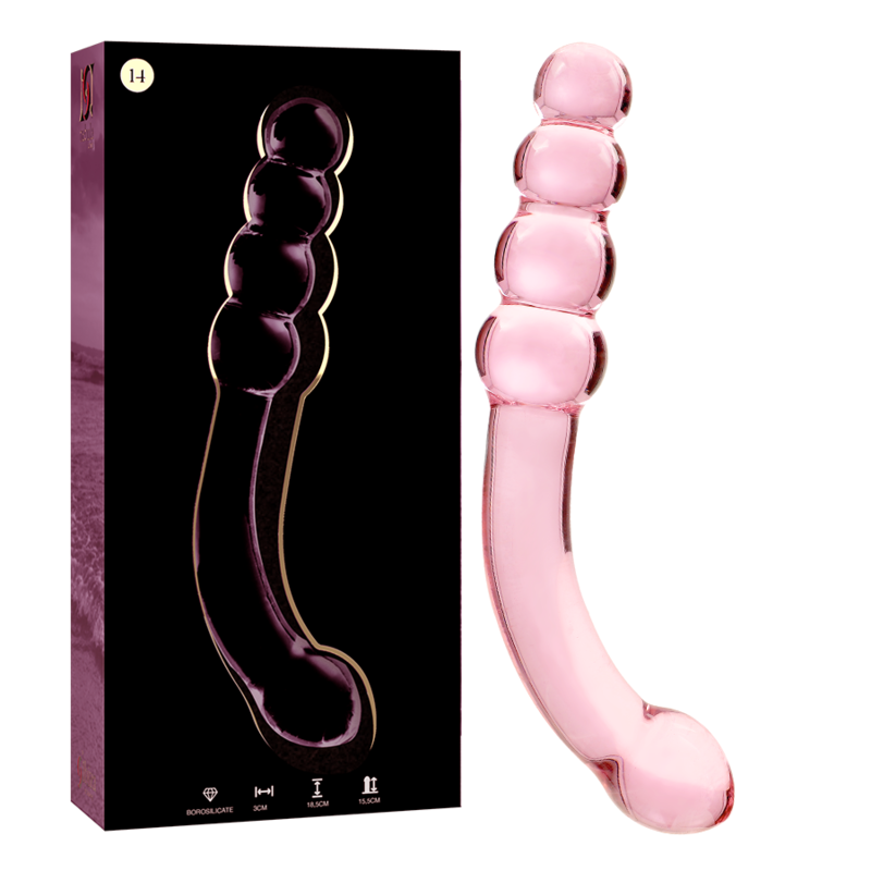 NEBULA SERIES BY IBIZA Modèle 14 Gode Verre Borosilicate Rose 18.5 Cm -O- 3 Cm - Aura Intime