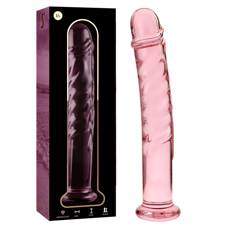 NEBULA SERIES BY IBIZA Modèle 16 Gode Verre Borosilicate Rose 18.5 Cm -O- 3 Cm - Aura Intime