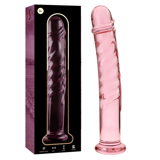 NEBULA SERIES BY IBIZA Modèle 16 Gode Verre Borosilicate Rose 18.5 Cm -O- 3 Cm - Aura Intime