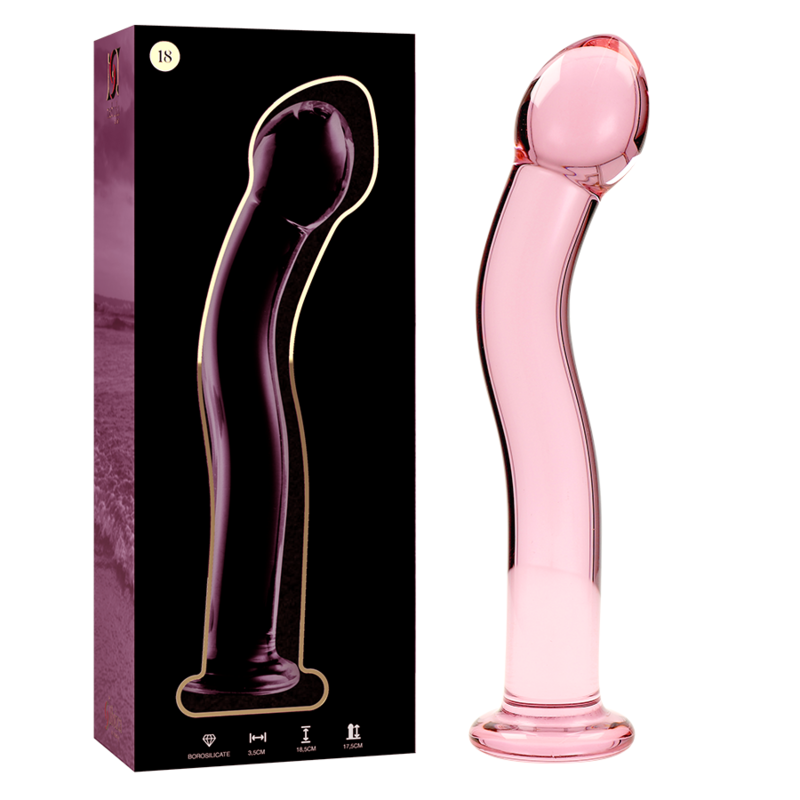 NEBULA SERIES BY IBIZA Modèle 18 Gode Verre Borosilicate Rose 18.5 Cm -O- 3.5 Cm - Aura Intime