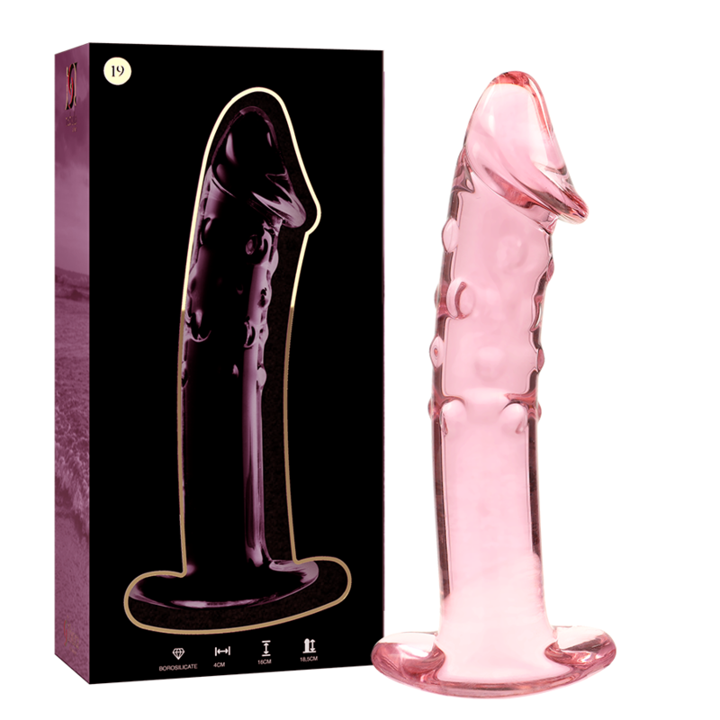 NEBULA SERIES BY IBIZA Modèle 19 Gode Verre Borosilicate Rose 18.5 Cm -O- 4 Cm - Aura Intime