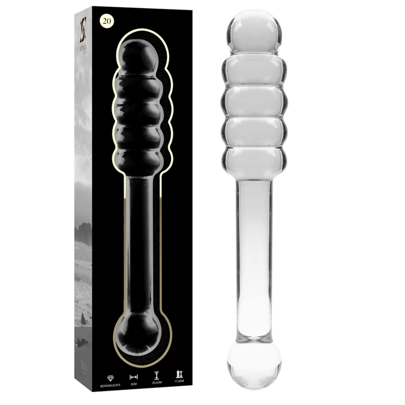 NEBULA SERIES BY IBIZA Modèle 20 Gode Verre Borosilicate Clair 20.5 Cm -O- 3 Cm - Aura Intime