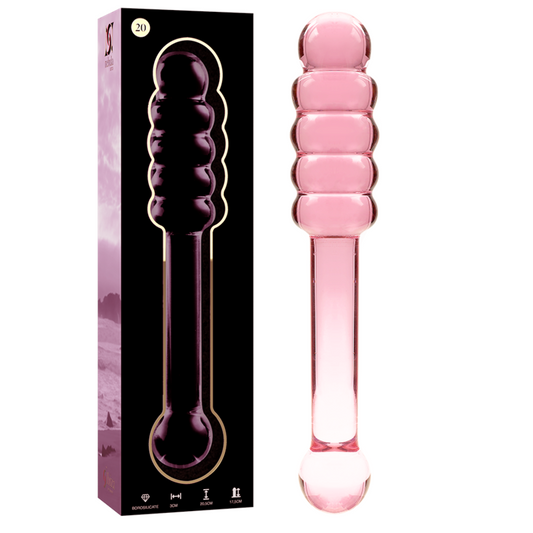 NEBULA SERIES BY IBIZA Modèle 20 Gode Verre Borosilicate Rose 20.5 Cm -O- 3 Cm - Aura Intime