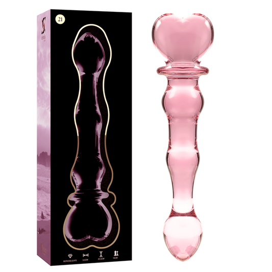 NEBULA SERIES BY IBIZA Modèle 21 Gode Verre Borosilicate Rose 20.5 Cm -O- 3.5 Cm - Aura Intime