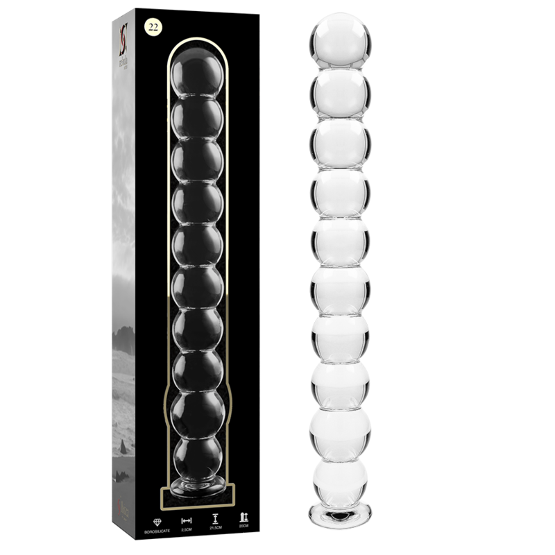 NEBULA SERIES BY IBIZA Modèle 22 Gode Verre Borosilicate Clair 21.5 Cm -O- 2.5 Cm - Aura Intime