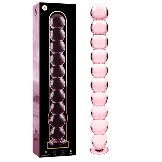 NEBULA SERIES BY IBIZA Modèle 22 Gode Verre Borosilicate Rose 21.5 Cm -O- 2.5 Cm - Aura Intime