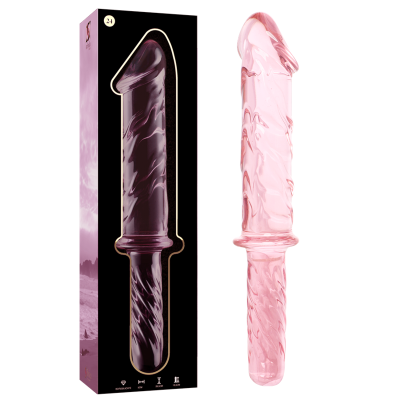 NEBULA SERIES BY IBIZA Modèle 24 Gode Verre Borosilicate Rose 28.5 Cm -O- 5 Cm - Aura Intime