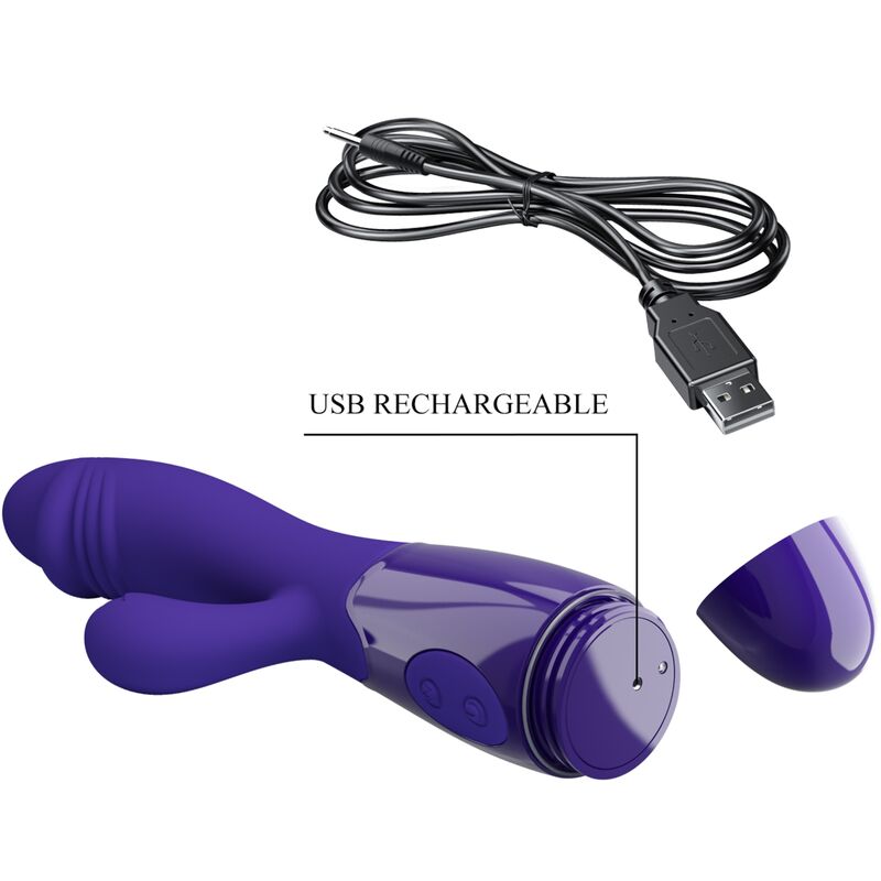 PRETTY LOVE LED Vibrateur Snappy Youth & Stimulateur Point G Violet — accessoires inclus