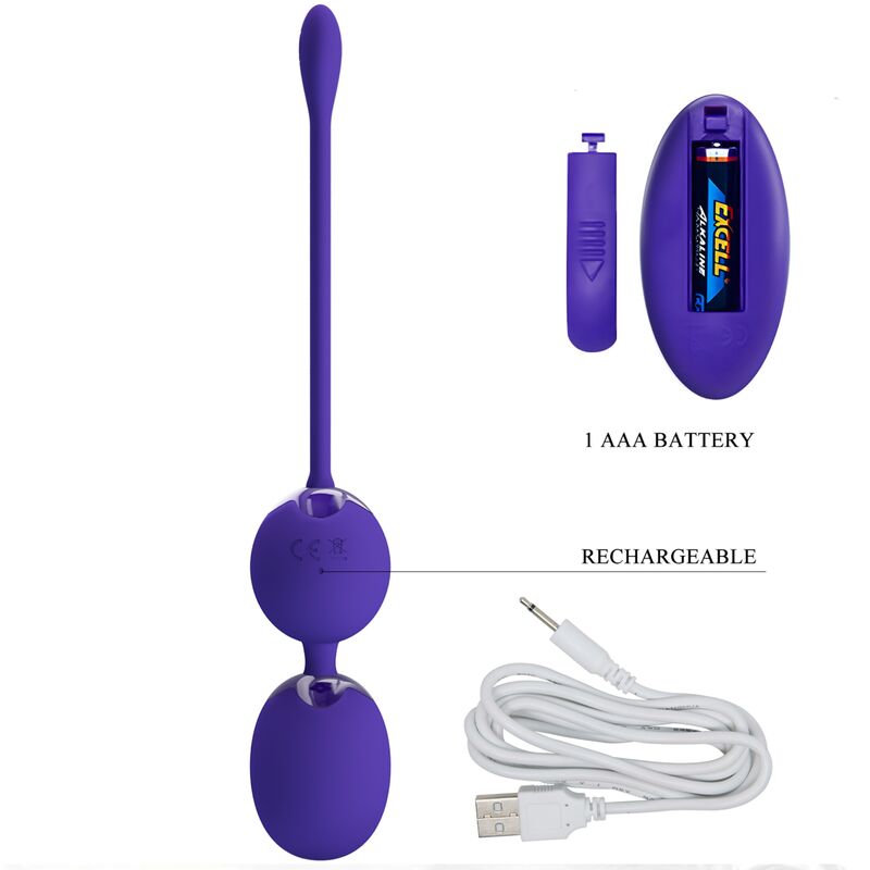 PRETTY LOVE LED Balles Télécommandées Willie Youth Vibration Violet — accessoires inclus