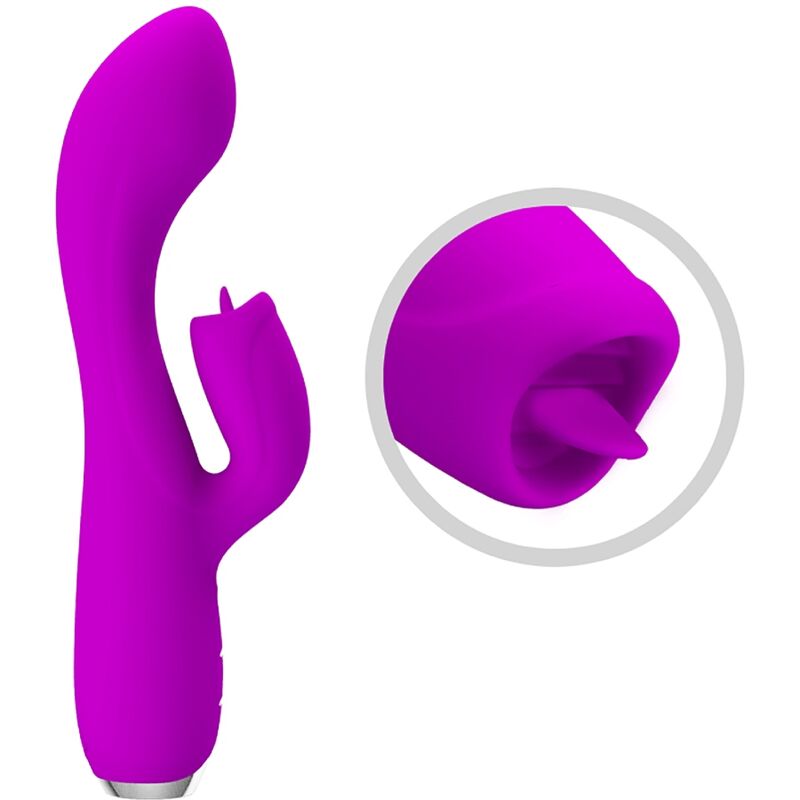 PRETTY LOVE C-TYPE VIBRATEUR LAPIN RECHARGEABLE GLORIA IMPERMÉABLE VIOLET — accessoires inclus