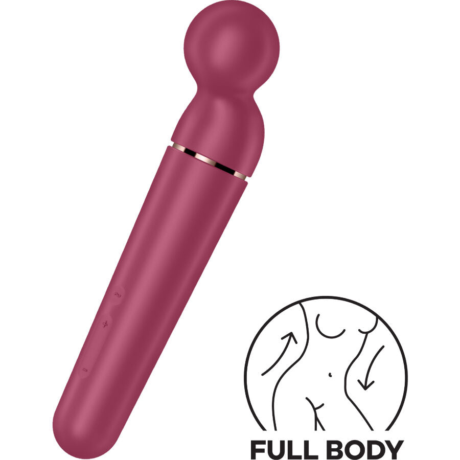 SATISFYER WAND Planet Wand-Er Vibrateur Massager Berry — accessoires inclus