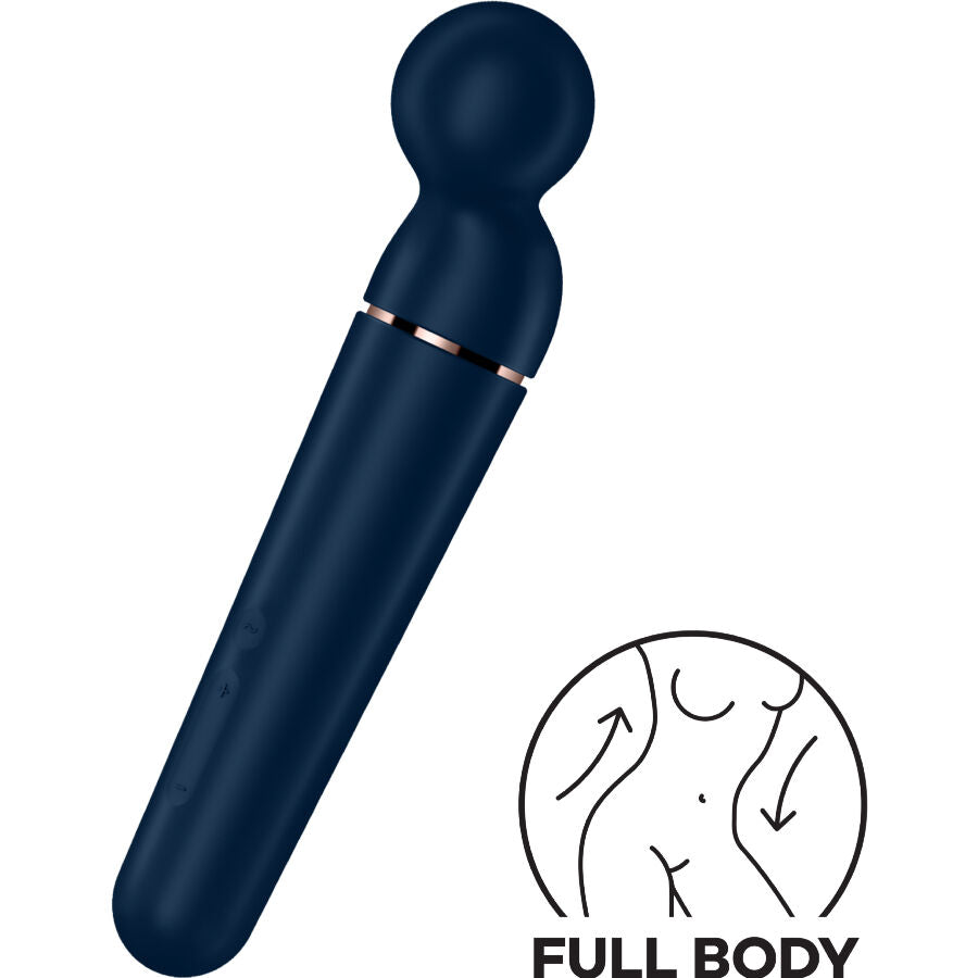 SATISFYER WAND Massager Vibrateur Planet Wand-Er Bleu — accessoires inclus