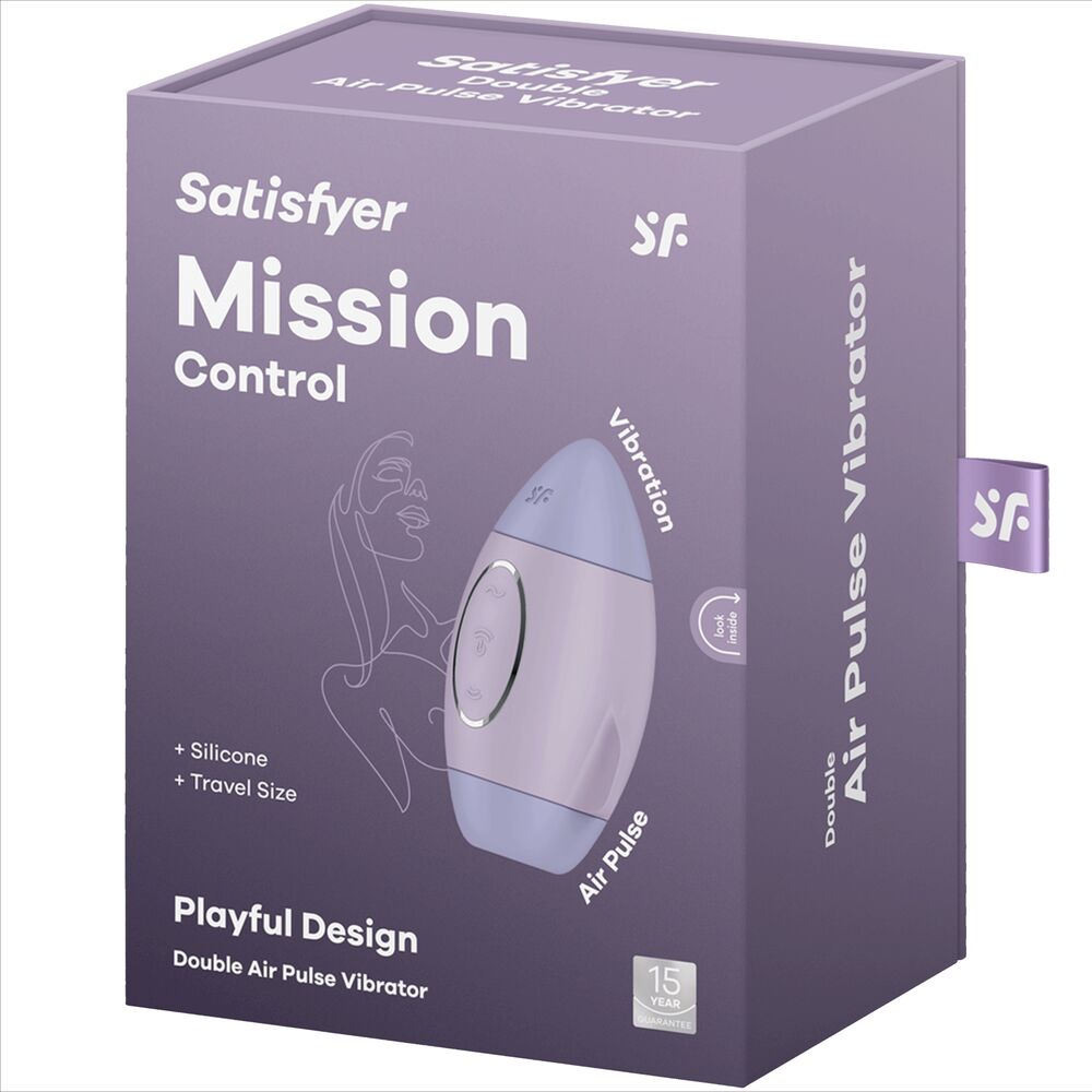 SATISFYER VIBRATOR Mission Control Petit Vibrateur Double Impulsion Lilas — accessoires inclus