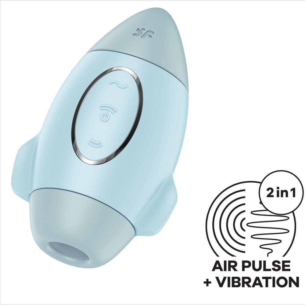 SATISFYER VIBRATOR Mission Control Bleu Petit Vibrateur Double Impulsion — accessoires inclus