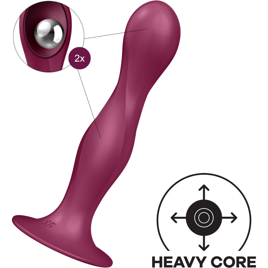 SATISFYER - Gode En Silicone Double Ball-R Grenat